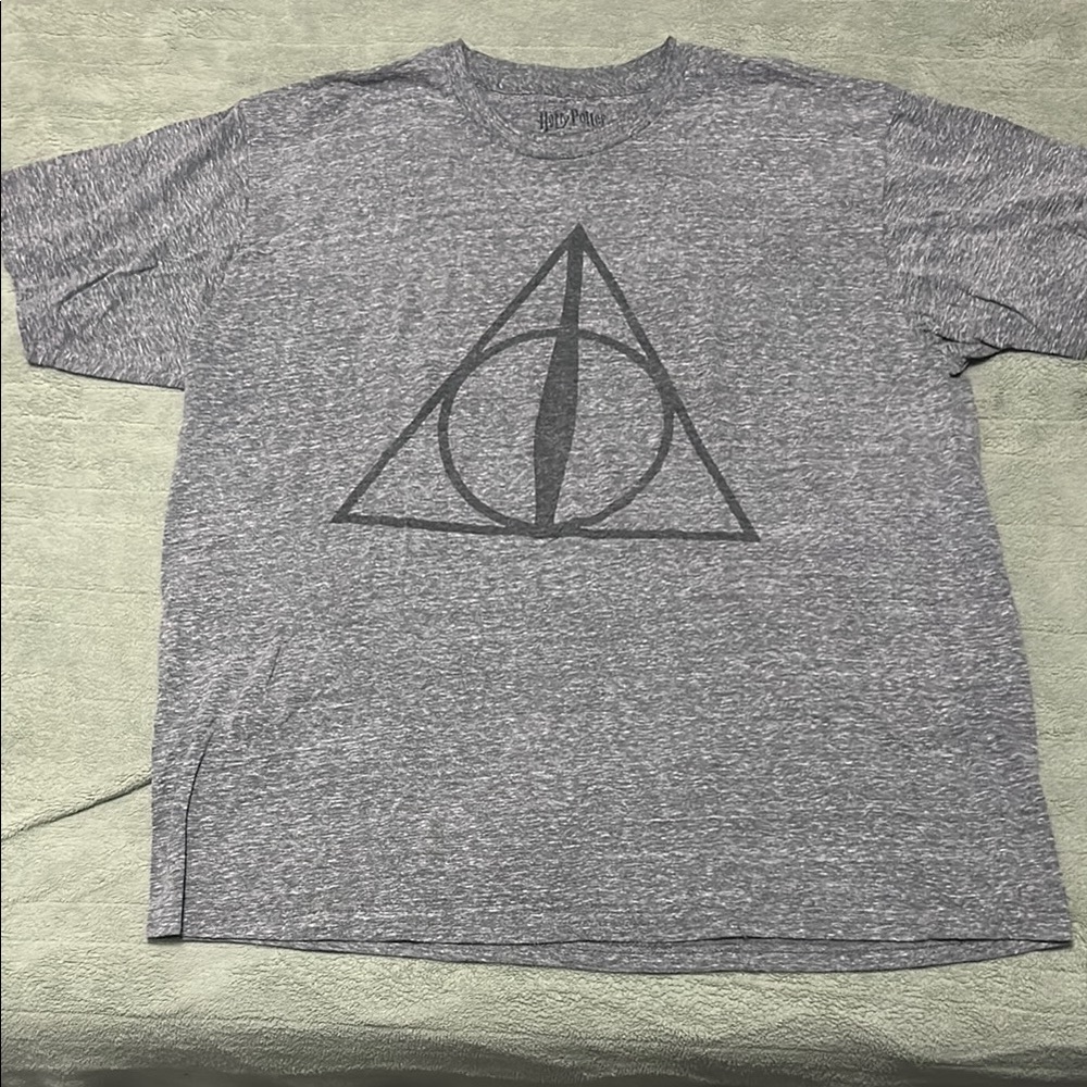 Bioworld Gray Short Sleeve Tee with Deathly Hallows Graphic